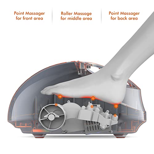 Masajeador de pies con calor, Eléctrico Masaje Shiatsu con Control Remoto, Amasado Profundo, Compresión de Aire para Aliviar Dolores de Plantar, Pies Talla Máximo EU46 para Casa Oficina Uso