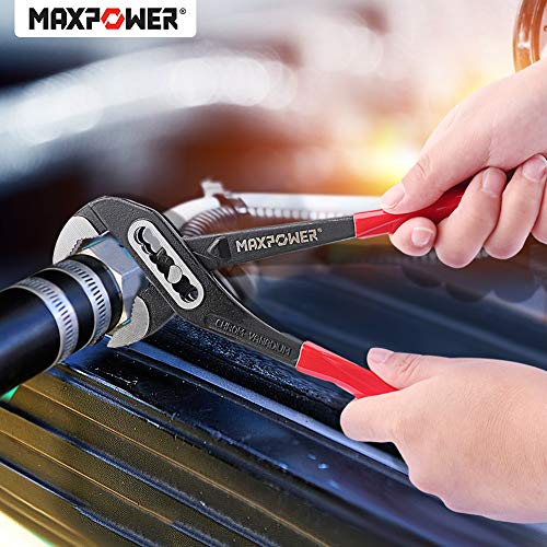 MAXPOWER 250mm Alicates Extensibles, Lengüeta y Ranura con Botón de Ajuste Rápido / Alicate de Pico Loro Ajustable /Tenaza Para Bomba de Agua Industriales de Apertura Múltiple