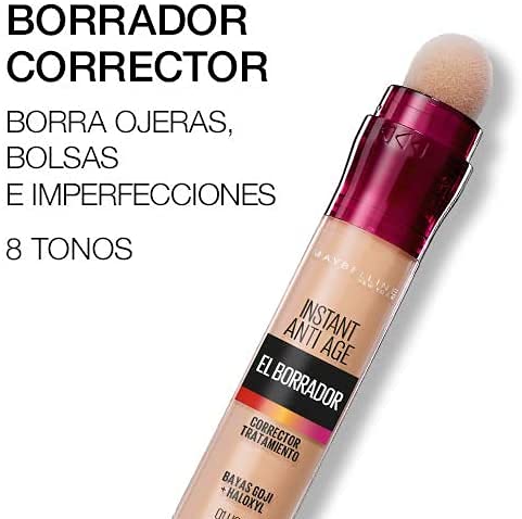 Maybelline New York, Corrector de Ojeras, Bolsas e Imperfecciones, Con Bayas de Goji y Haloxyl, Tono: 01 Light, 6.8 ml