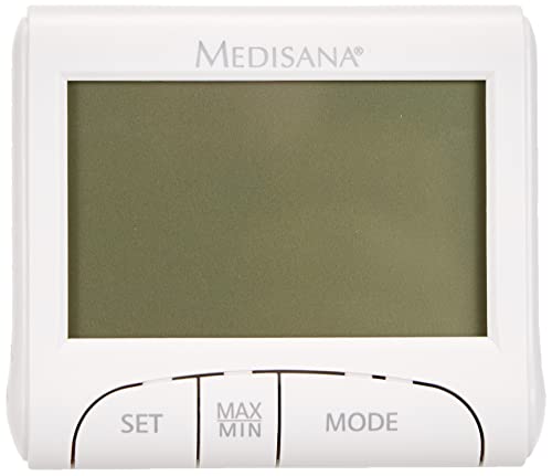 Medisana HG 100 Higrómetro digital para interiores, termómetro con humedad, temperatura ambiente, tiempo, visualización de la humidificación interior