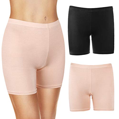 MELLIEX 2 Piezas Mujer Short Leggings Boxer Algodon Pantalones de Seguridad sin Costuras Soft Bragas de Cortos