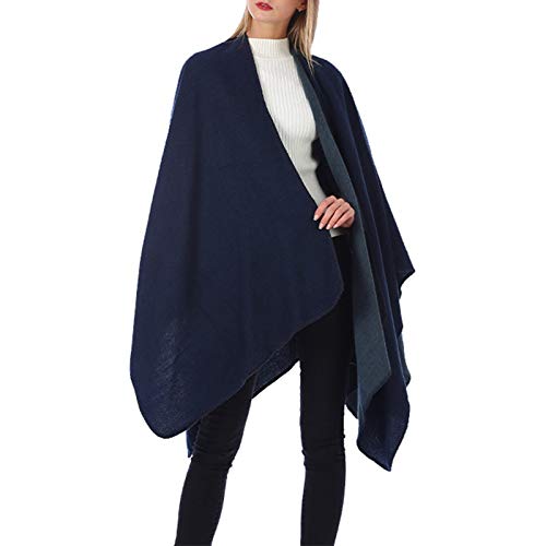 MEOKEY Poncho para Mujer de Invierno Cárdigan de Elegante Abrigada Calentito Diseño Casual Simple Manta Chal 150 x 130 CM