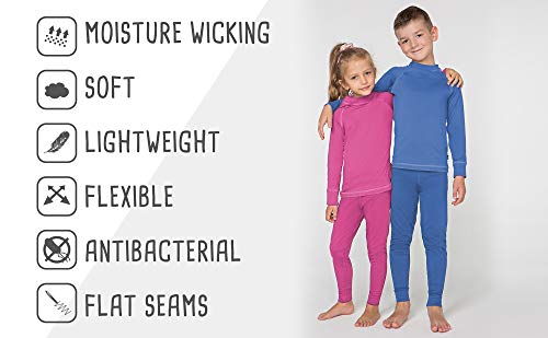 meteor Conjunto Ropa Interior Térmica para Niños - Camiseta de Manga Larga y Pantalón - Set Infantil Elástico para Esquí Snowboard Acampada y Senderismo para Niño y Niña (128-134 cm, Negro)