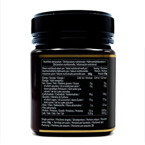 Miel de Manuka 100+ MGO de 250g. Producida en Nueva Zelanda, activa y cruda, Pura y natural. Metilglioxial Probado por laboratorios acreditados. NATURALEPIÙ