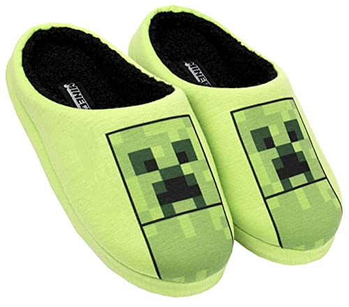 Minecraft - Pantuflas para Niños - Zapatillas de Minecraft para Niños - Pantuflas de Minecraft - Zapatillas del Creeper de Minecraft - Pantuflas para Niños Talla UK 1 / EUR 33 / Edad 8