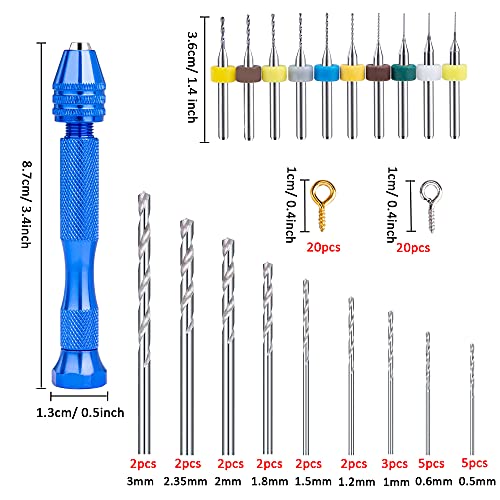 Mini Taladro Manual Modelismo de Herramientas Modelismo Naval de Brocas de Precisión para Madera, Joyería, Resina, Nogal, ámbar, 76 Piezas