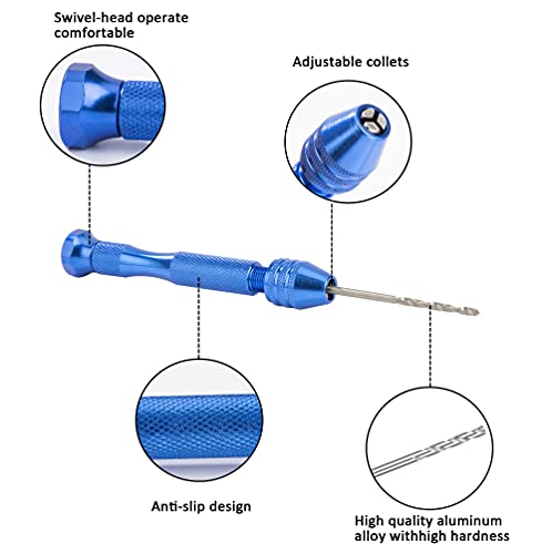 Mini Taladro Manual Modelismo de Herramientas Modelismo Naval de Brocas de Precisión para Madera, Joyería, Resina, Nogal, ámbar, 76 Piezas