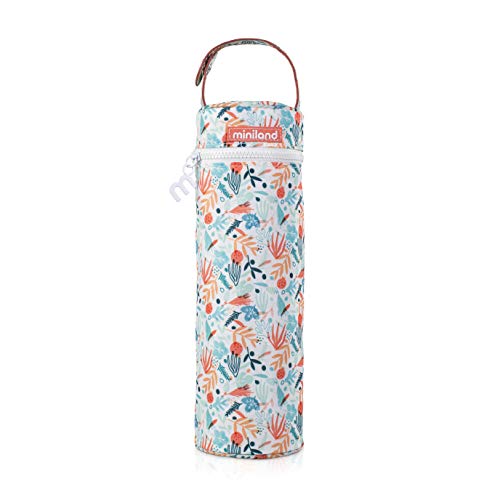 Miniland Thermibag Mediterranean - Funda Isotérmica Para Biberón O Termo, Bolsa Para Biberones Y Termos, Portabiberones Térmico, Colección Mediterranean, Coral, 500ML