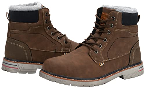 Mishansha Botas de Invierno Mujer Hombre Botas de Nieve de Plano con Forro - Impermeables Calentitas y Antideslizantes (Marrón, 44 EU)