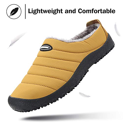 Mishansha Zapatillas de Estar por Casa Mujer Hombre Zapatos de Casa Invierno con Forro de Piel - Cálidas y Cómodas - con Suela Antideslizante para Exterior e Interior, Amarillo 46