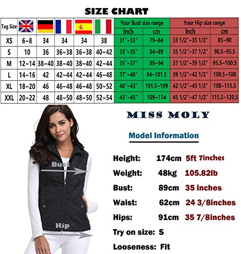 MISS MOLY Abrigo Sin Mangas Algodón Epais Otoño Invierno Chaleco Casual Capucha Deportivo Negro - S