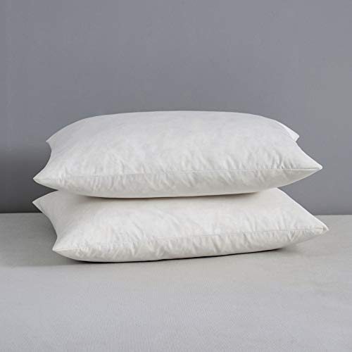 MIULEE 2 Piezas Relleno de Almohada Plumas de Pato Mullido Suave para Dormir Transpirable Almohada Estandar para Adultos Cama Habitación Dormitorio 30x50cm 600g Blanco