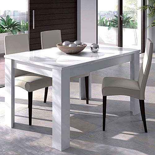 Mobelcenter – Mesa de Comedor Extensible Kendra – Mesa de Salón o Cocina – Medidas: Ancho: 140 cm x Fondo: 90 cm x Alto: 78 cm – Ancho Mesa Extendida: 190 cm (Blanco Artik) - (1088)