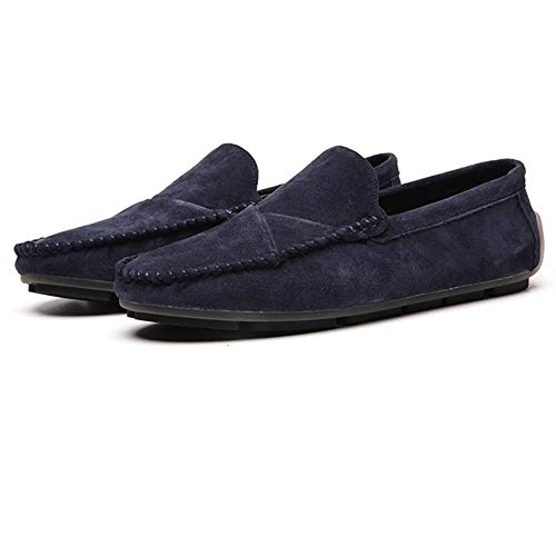 Mocasines Cómodos de Conducción Gamuza para Hombre Plano Informal Caminar Brogue Clásico Negocios Zapatos Barco Vestir 45-46 EU Azul,28.0 CM del talón a los pies