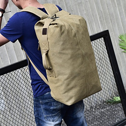 Mochila de lona de moda para hombre, bolsa de hombro, bolsa de viaje, bolsa de mano para equipaje, Army Green, Large