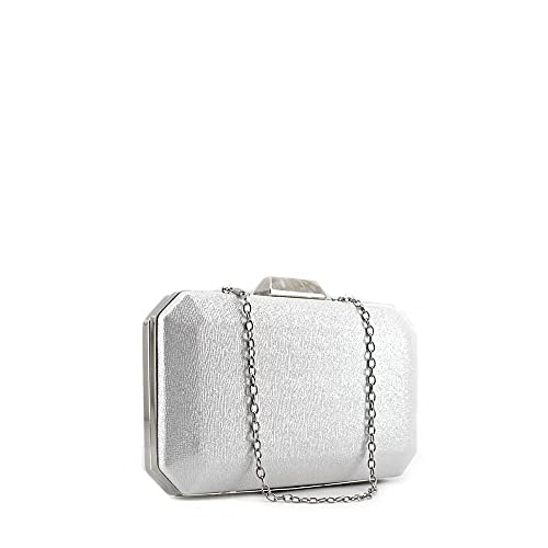 MODELISA - Bolso Fiesta Clutch De Noche Cartera De Mano Cadena Al Hombro Para Mujer (Plata/2)