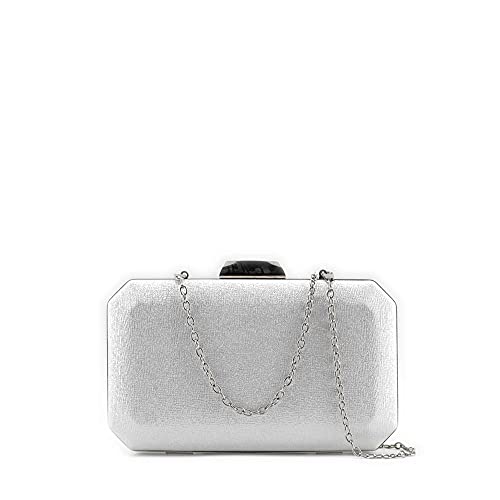 MODELISA - Bolso Fiesta Clutch De Noche Cartera De Mano Cadena Al Hombro Para Mujer (Plata/2)