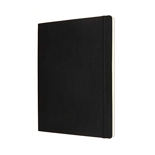 Moleskine, Classic Notebook, Blank and Lined Pages, Soft Cover and Elastic Closure, XL Format 19X25 cm, Black Colour, 192 Pages