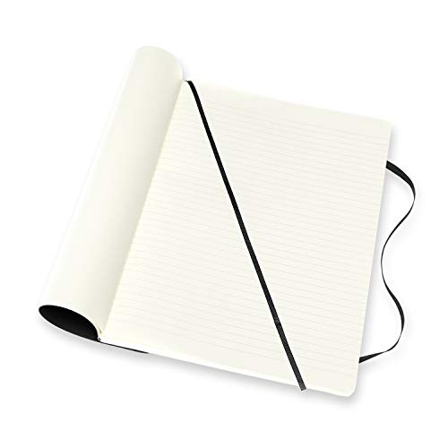 Moleskine, Classic Notebook, Blank and Lined Pages, Soft Cover and Elastic Closure, XL Format 19X25 cm, Black Colour, 192 Pages