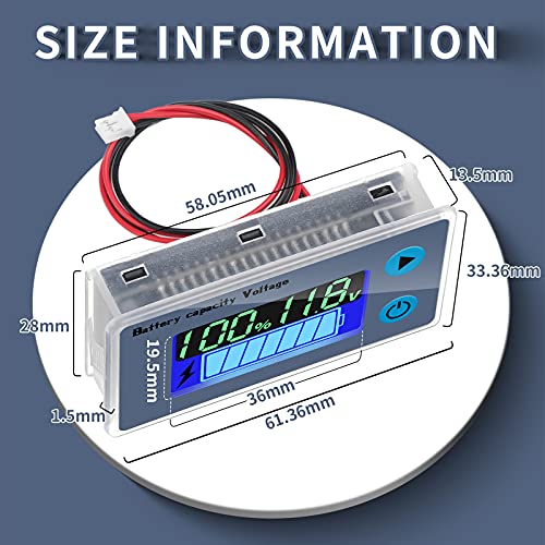 Monitor de Batería LCD Multifunción, Comprobador de Capacidad de Batería Digital de 10-100 V, Medidor de Interruptor de Temperatura Voltaje de Porcentaje Panel Indicador de Batería RV Marino