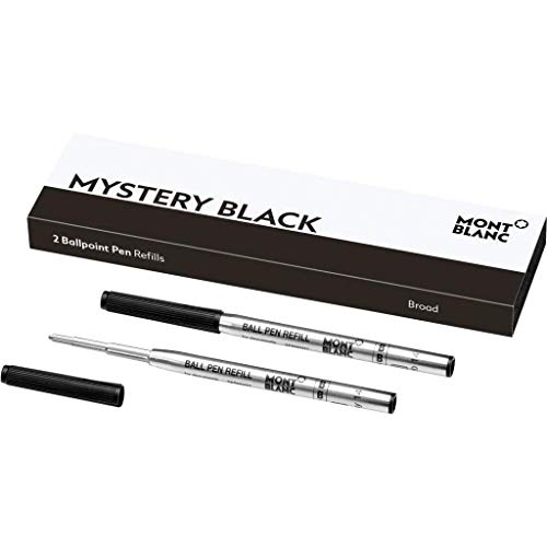 Montblanc 116191 Recambios de punta gruesa para esferógrafo – Recargas de alta calidad en color Mystery Black, 1 paquete x 2 Recambios