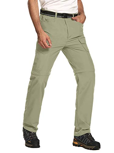 Mosingle Pantalones de carga para hombre convertibles de secado rápido ligero con cremallera para pesca al aire libre, viajes safari, caminar pantalones #6128-Khaki-32