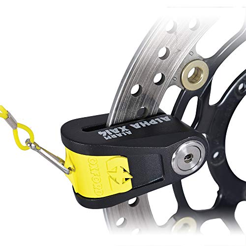 Motorcycle Oxford Alpha XA14 Disc Lock Alarmed 14mm Pin Yellow