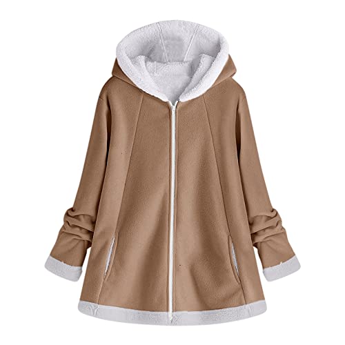 Mujer Abrigo Rebajas Parka Largos Cárdigan con Capucha SHOBDW Nuevo Jacket Talla Grande Elegante Parkas a Prueba de Viento con Cremallera Liquidación Venta Invierno Mujer Descuento(Khaki,5XL)