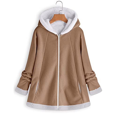 Mujer Abrigo Rebajas Parka Largos Cárdigan con Capucha SHOBDW Nuevo Jacket Talla Grande Elegante Parkas a Prueba de Viento con Cremallera Liquidación Venta Invierno Mujer Descuento(Khaki,5XL)