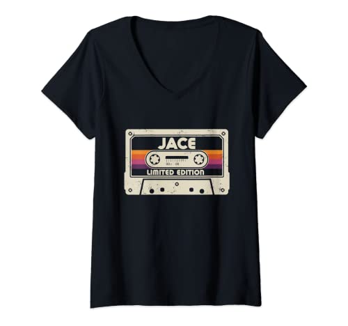 Mujer Jace First Name Limited Edition, Cinta de cassette vintage Camiseta Cuello V