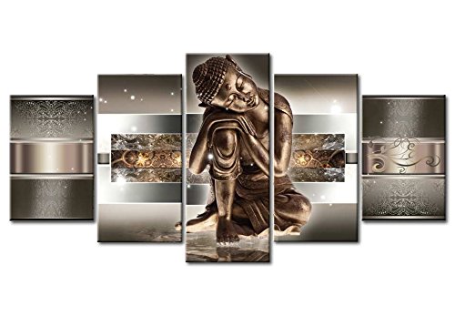 murando Cuadro en Lienzo Buda Zen Spa 200x100 cm Impresión de 5 Piezas Material Tejido no Tejido Impresión Artística Imagen Gráfica Decoracion de Pared Buddha Paisaje Cascada 020113-289