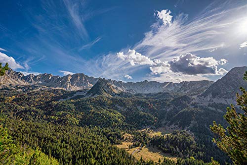 MX-XXUOUO Puzzle de Madera de 1000 Piezas, Andorra Pirineos Naturaleza Montaña Cielo Paisaje Fotografía Nubes Montañas Paisaje, Juegos y Manualidades