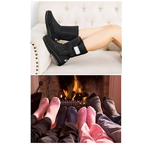 NANANA Zapatos con Calefacción Eléctrica, Botas con Calefacción, Botas Cortas de Felpa Calefactadas, Zapatilla Térmica Calefactable para Pies Frío Alivio Invierno, Uso es de 6 a 10 Horas,Black~a,38