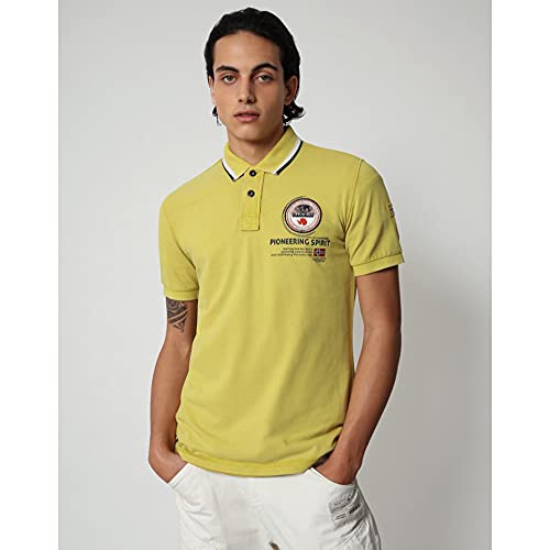 Napapijri Men's Gandy Short Sleeve Polo T-Shirt Beige in Size X-Large