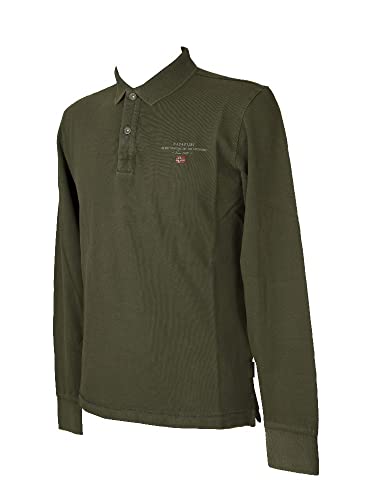 Napapijri Polo Hombre Camiseta de algodón de Manga Larga con Cuello y Botones artículo NP0A4FQ9 Elbas LS 3, GE4 Green dephts, M