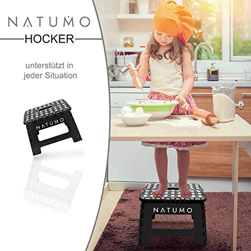 Natumo® - Taburete plegable para 150 kg, taburete de cocina, baño, silla plegable de jardín, pequeño reposapiés para niños, ayuda para ascenso, lavabo, para niños y adultos