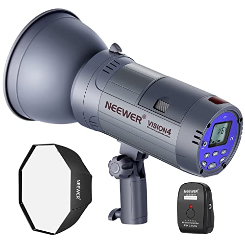 Neewer Vision 4 Flash Estroboscópico Estuido/Exteriores Batería Ion-Litio (700 Flashes a Plena Potencia) con Sistema 2,4G (Disparador Incluido) Montaje Bowens para Fotografía