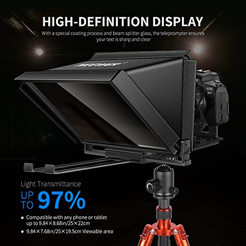 Neewer X12 Teleprompter de Aleación de Aluminio con Remoto de Aplicaciones Compatible con Tableta iOS/Android Teléfono Cámara DSLR Construcción Totalmente Metálica con Estuche de Transporte