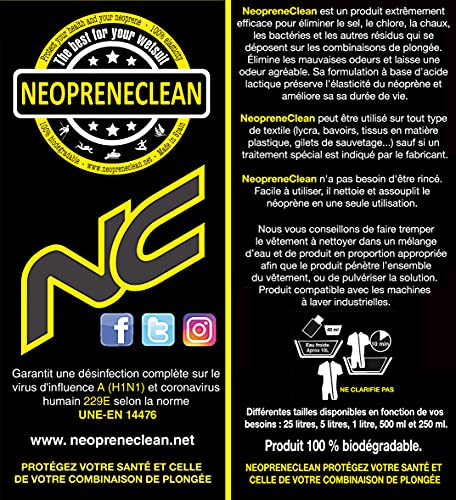 neopreneclean 1 Litro. Producto Recomendado por la FES. Desinfecta, desodoriza y conserva la Elasticidad.