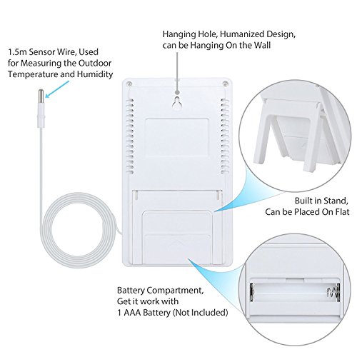 Neoteck Termómetro Higrómetro LCD Digital Interior Higrómetro Interior y Exterior Termómetro Medidor de Temperatura Valor Mínimo/Máximo para la Gestión del Aire Hotel Oficina Laboratorio Hospitalario