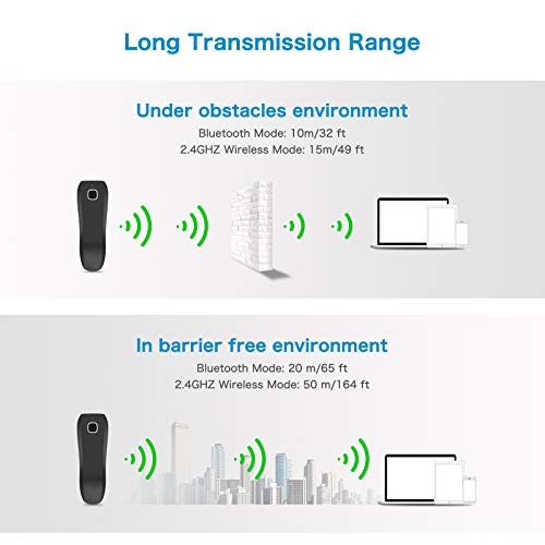 NETUM C740 Escáner de códigos de barras inalámbrico compatible con Bluetooth, escáner de bolsillo USB 1D para inventario para tabletas, iPhone, iPad, Android, iOS, PC y POS