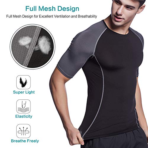 Niksa 3 Piezas Conjunto de Compresion Hombre, Camisetas Compression Mallas Running Pantalon Corto Deporte Ropa Deportiva Hombre para Running Correr Gym Fitness