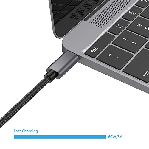 nonda Cable USB C a USB C 20V/3A 60W [2 Pack/2M+2M], Cable de Carga rápida USB Tipo C PD, Cable de Nailon Trenzado Compatible con MacBook Pro 2020, iPad Pro 2020, Samsung Galaxy S20/S21 Plus, Switch