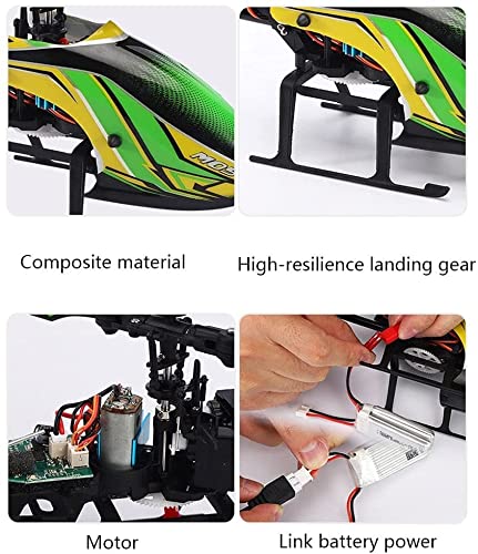 Nsddm Helicóptero con Control más alejado, 4ch RC del helicóptero Altitud Hold con 2 baterías for Niños, 2,4 GHz Resistencia accidente de helicóptero de Juguete de Regalo Aviones no tripulados