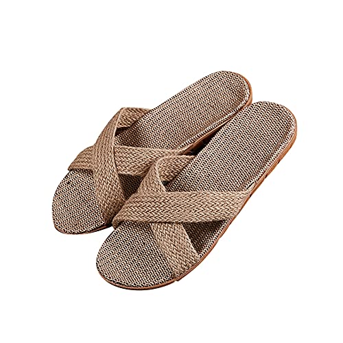 Nuevo 2021 Chanclas Mujer Flip flop Sandalias Verano planas Sandalias de Vestir suave Playa linaza Chanclas para Mujer Zapatos Sandalias de Punta Abierta Roma casual Fiesta Cómodo