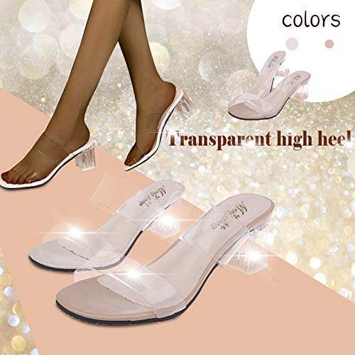 Nuevo 2021 Sandalias Mujer Verano tacon Moda Zapatos Tacón Alto Sandalias de Vestir Playa Transparente Zapatillas Cómodo Zapatos Sandalias de Punta Abierta casual Fiesta Tacones Altos Sandalias