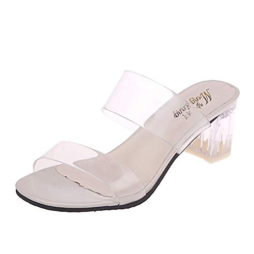 Nuevo 2021 Sandalias Mujer Verano tacon Moda Zapatos Tacón Alto Sandalias de Vestir Playa Transparente Zapatillas Cómodo Zapatos Sandalias de Punta Abierta casual Fiesta Tacones Altos Sandalias