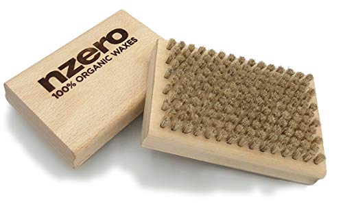 NZEROWAX - Cepillo de Crin de Caballo para Mantenimiento de Esquís y Tablas Snowboard 12x8cm