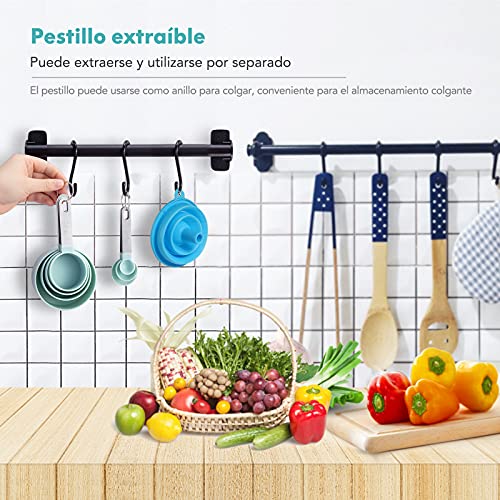 OMEW Cucharas Medidoras, Juego de 8 Medidores Cocina Silicona, Taza y Cuchara de Medición con Mango de Acero Inoxidable para Medir Líquidos y Los Ingredientes de Cocina y Hogar