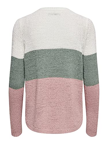 Only Onlgeena L/s Block Pullover Knt Noos suéter, Multicolor (Cloud Dancer Stripes: W. Chinois Green/Rose), 40 (Talla del Fabricante: Medium) para Mujer